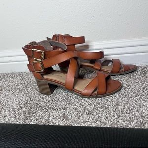 Small brown heeled sandals